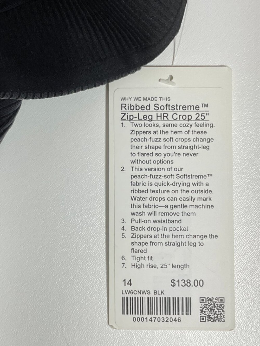 Lululemon Sz 14 Ribbed Softstreme Zip-Leg High-Rise Cropped Pants 25" - Picture 7 of 10